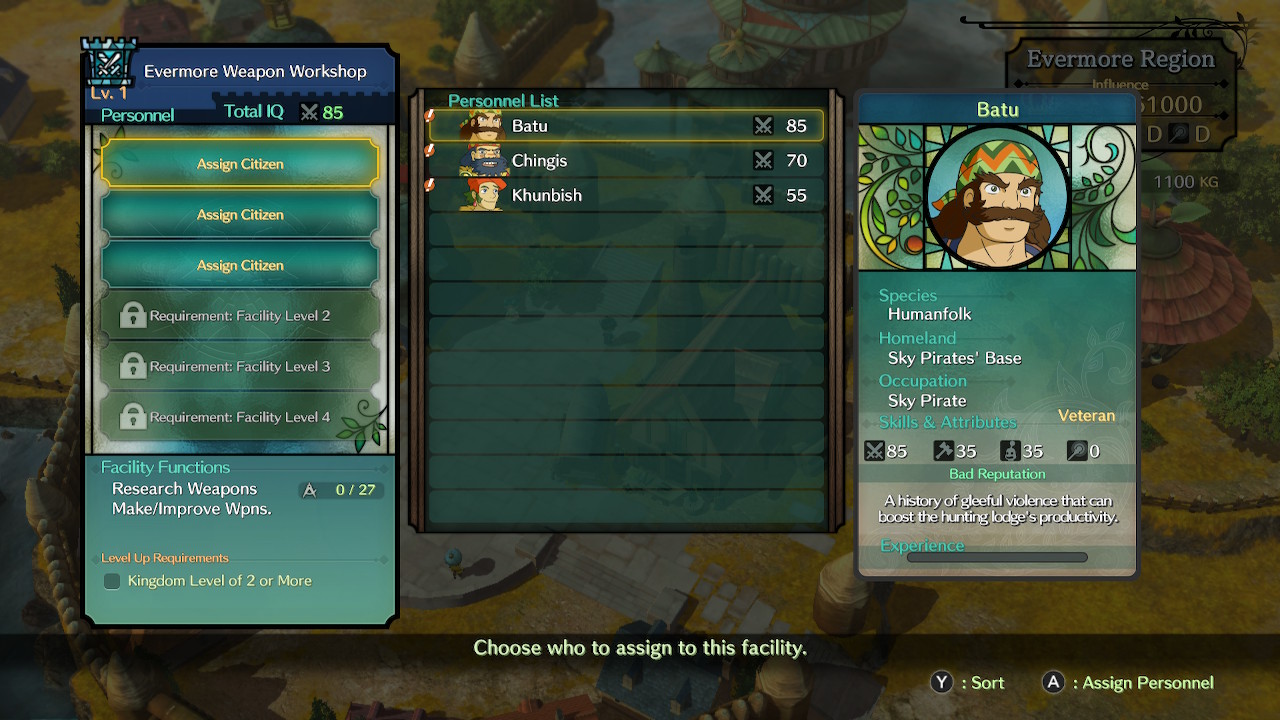 Alocação de trabalhadores em Ni no Kuni II: Revenant Kingdom PRINCE'S EDITION