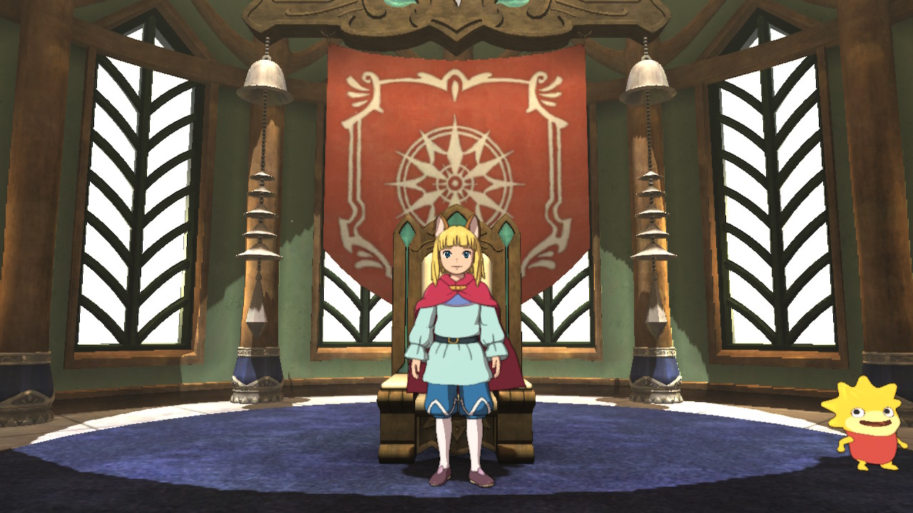 Rei Evan em frente ao seu trono em Ni no Kuni II: Revenant Kingdom PRINCE'S EDITION