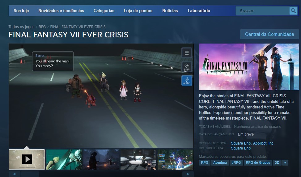 Veja se Final Fantasy VII: Ever Crisis roda no seu PC (Requisitos Mínimos)